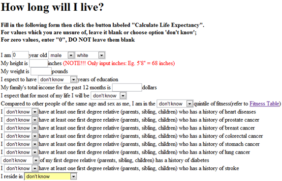 Life Expectancy Calculator